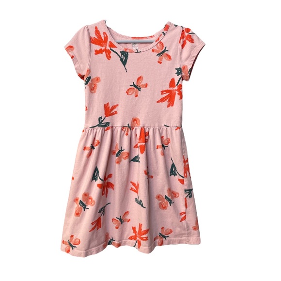 Carter's Other - CARTERS UEC Girls Size 7 Casual Dress Pink Orange Green Flower Butterfly Cotton